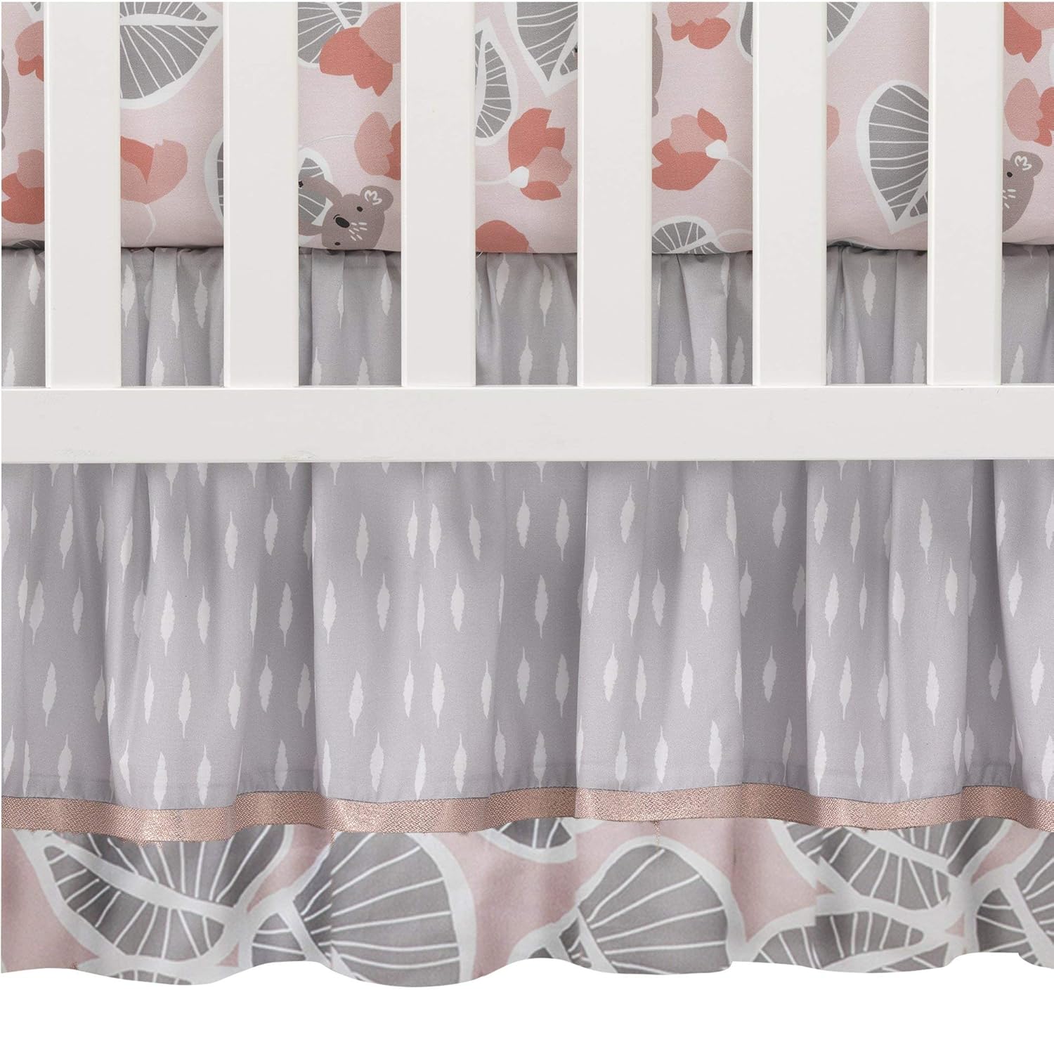 Lambs & Ivy Calypso 4-Piece Crib Bedding Set - Pink, Gray, Gold, Animals, Jungle : Baby