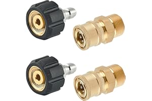Raincovo Pressure Washer Quick Connect Fittings, M22 14mm to 1/4 Inch Quick Connect Pressure Washer Adapter Set, 4 Pieces