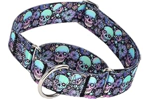 MAOWUWUJOZ 1.5 inch Skulls Martingale Collar for Dogs, Wide,Big&Thick Dog Collar，Heavy-Duty Training Collar for Medium Large Extra Large Dogs- Skulls M