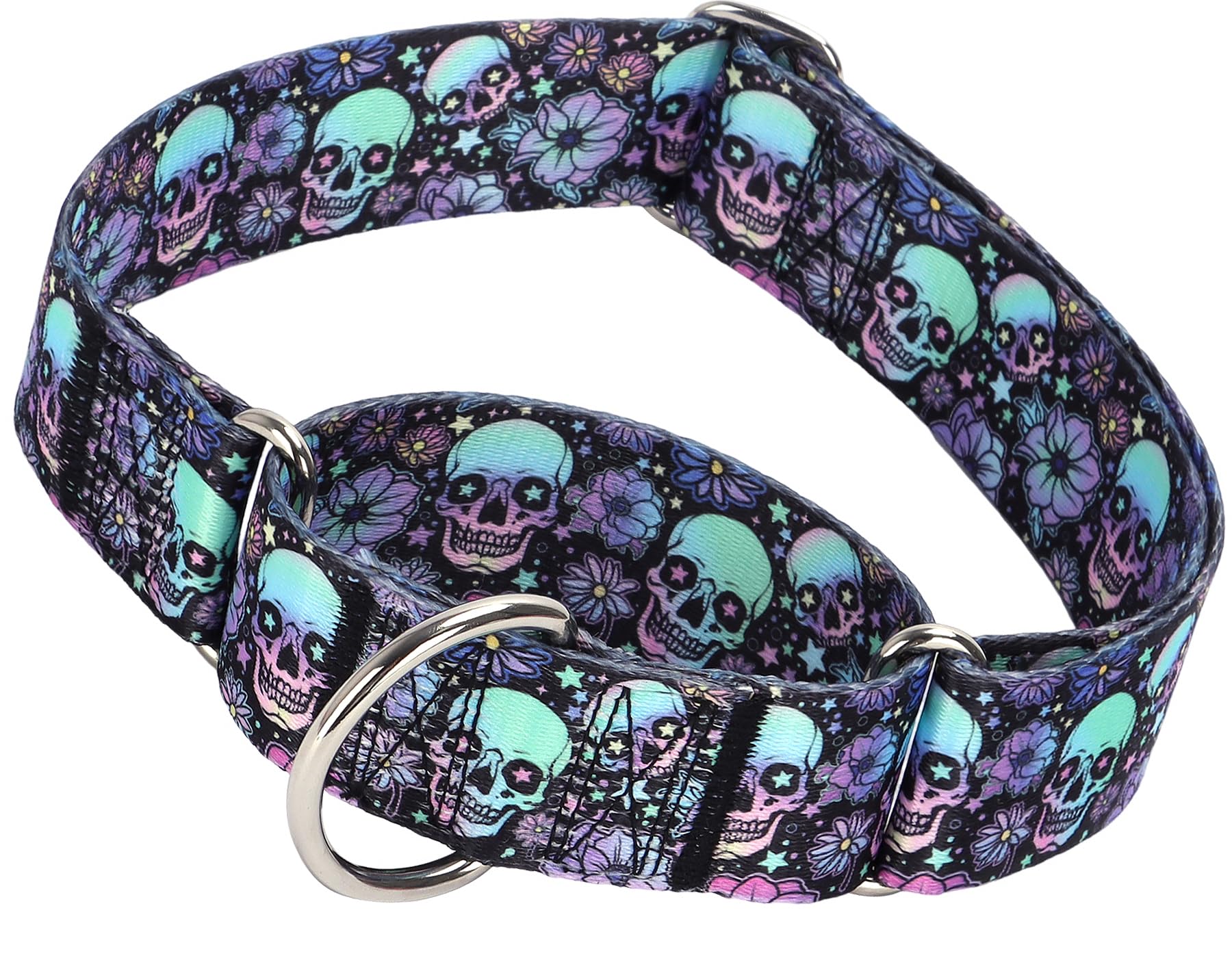 Photo 1 of 1.5 inch Skulls Martingale Collar for Dogs, Wide,Big&Thick Dog Collar?Heavy-Duty Training Collar for Medium Large Extra Large Dogs- Skulls XL