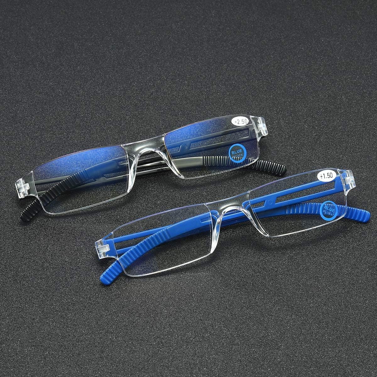2 pieces frameless reading glasses vision aid with blue light filter anti blue light reading aid for women and men +2.5 - Image 4