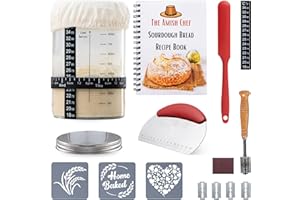 THE AMISH CHEF Complete Sourdough Bread Starter Kit, Glass Sourdough Starter Jar Kit & Tons of Sourdough Bread Baking Supplies- Sourdough Starter Kit Includes Sourdough Jar, Bread Lame, Printed Recipe Book & More