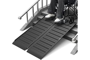 Nuvium 4FT Portable Wheelchair Ramp with Handle, Non-Slip Aluminum Folding Handicap Wheelchair Ramp for Home, Doorways, Thresholds, Steps, Curbs, Stairs, 800 LBS Capacity