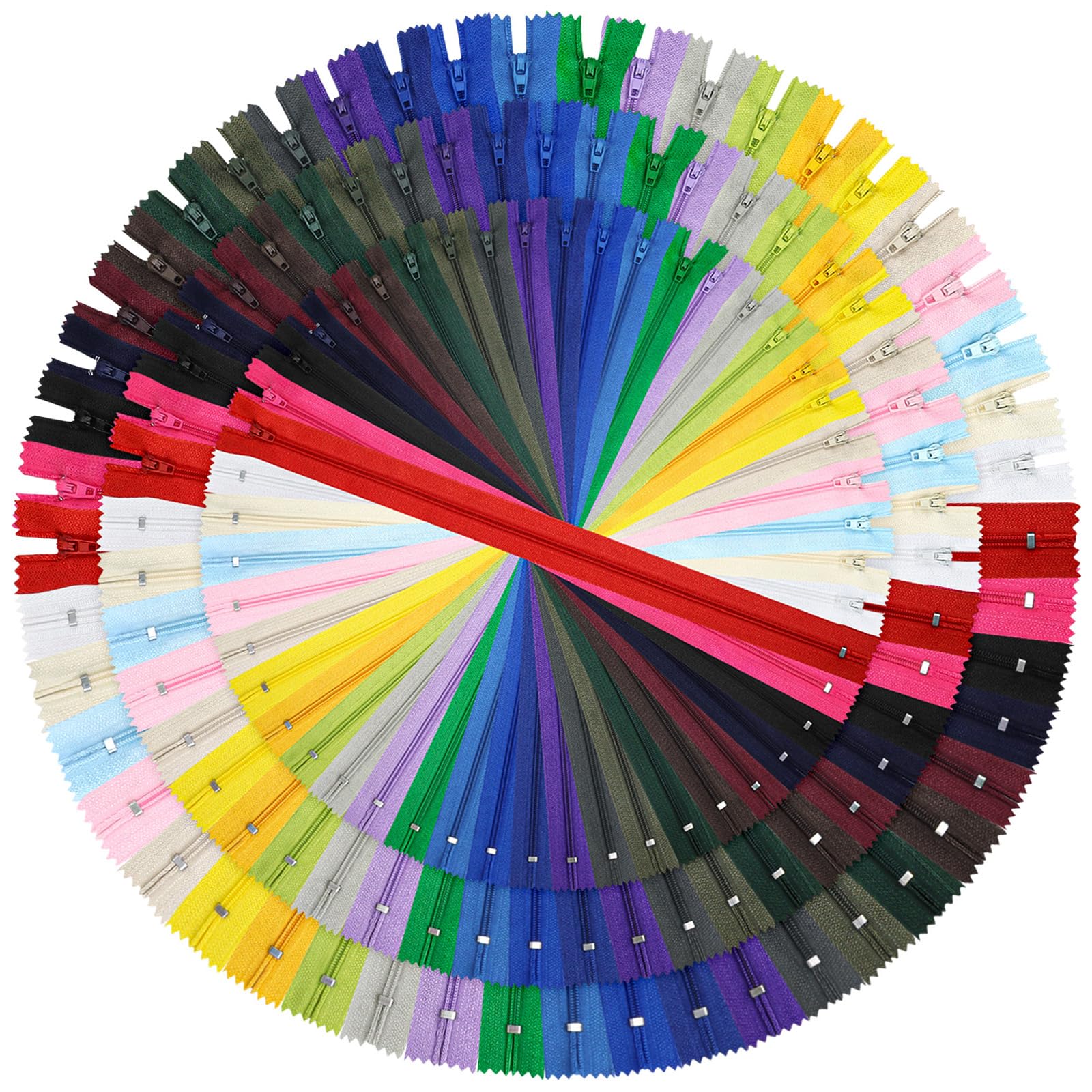 DOITEM 15cm/6 Inch 25cm/10Inch 35cm/14Inch Multicolor Nylon Coil Zippers for Sewing and Crafts 24 Colors, 72PCS