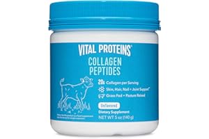 Vital Proteins Collagen Peptides Powder Supplement (Type I, III) for Skin Hair Nail Joint - Hydrolyzed Collagen - Dairy and Gluten Free - 20g per Serving - Unflavored 5 oz Canister