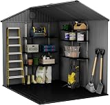 Keter Darwin 6x8ft Apex Grey Garden Shed Evotech+ Wood Look Double Door All view 8