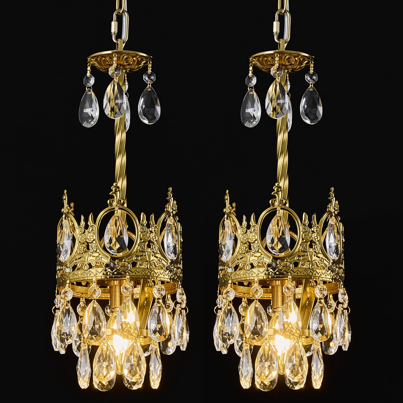 Photo 1 of BNHHLZ Modern Crystal Chandelier Gold Elegant Crystal Ceiling Light for Kitchen Island Living Room Dinning Bedroom (2 Pack)