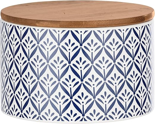 Wenko Lorca - Caja de almacenaje con tapa de bambú, azul, 0,75 litre: Amazon.es: Hogar