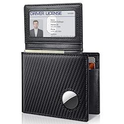 Mens Wallet With AirTag Holder, Bifold Leather RFID