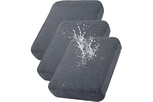 KELUINA 100% Waterproof Couch Cushion Covers, Stretch Leaf Jacquard Sofa Seat Cushion Slipcovers Washable Furniture Protector for Armchair Loveseat Sofa Chaise (Dark Grey,3)