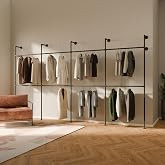 Pamo Industrial Pipe Clothing Rack Gold - Wall Mounted Heavy Duty Clothes Rack, 300 Kg Capacity, Walk-In Closet Storage System - View #5
