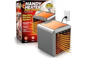 Handy Heater Pure Warmth Ceramic Space Heater for Bedroom, Basement, Indoor Use, Electric, Small and Portable, 1200W, Energy 