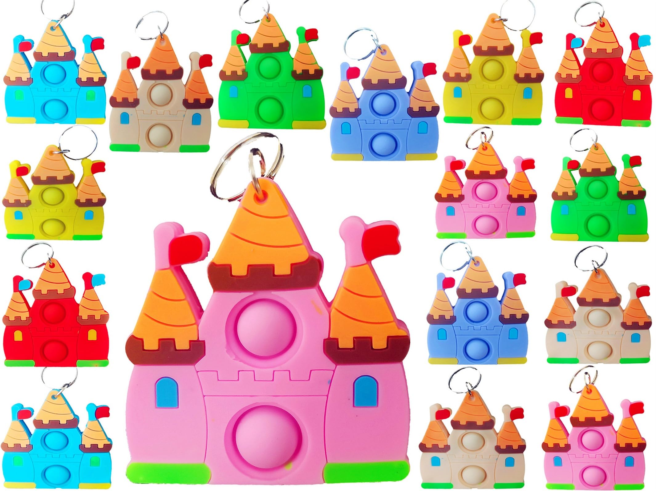 Photo 1 of 20 Packs Bulk Mini Dreamy Castle Princess fidgets Toys for Kids Children Classroom Students Gifts Prize from Teacher,Birthday Party Bubble Favors (Castle)
