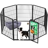 FXW Homeplus Indoor Dog Playpen, 32" H, 8 Panels, for Small &amp; Medium Dogs | Stress-free play, Heavy-duty, Semi-open design, Easy setup, Threshold-free gate, Expandable, Patented