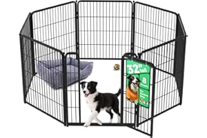 FXW Homeplus Unleashed Indoor Dog Playpen - Stress-Free and Safe Play, Heavy Duty 32 Inch 8 Panels Dog Pen for Small and Medium Dogs, Black│Patented