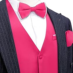 Barry.Wang Mens Hot Pink Formal Suit Vest V-neck