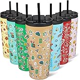 BJPKPK 22oz Tumbler With lid And Straw Stainless Steel Travel Coffee Mug Insulated Tumblers Cups,Spring Party Brown