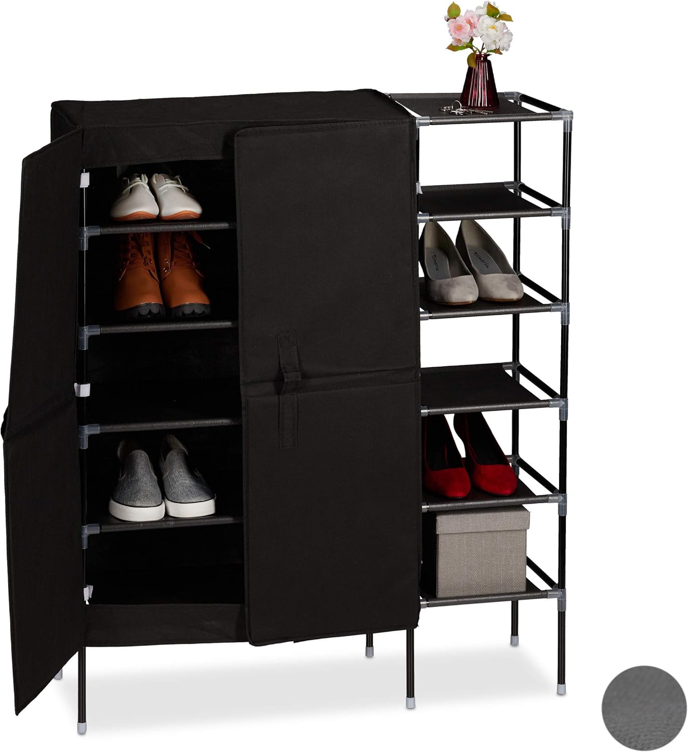Relaxdays Canvas Wardrobe, 5 Shelves, Fabric Closet, Foldable, Bedroom, Hallway, 105 x 88 x 30