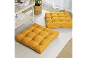 Tromlycs Floor Pillow Seating Cushions for Adults Set of 2 Sitting Large Square Pillow Gel Memory Foam 20 x 20 x 4 Inch Yellow