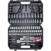 AMM Mechanics Tool Set, 1/4 in, 3/8 in and 1/2 in Drive socket set, 202 Piece