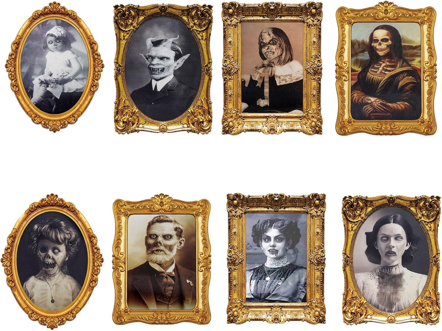 Wall Décor - ECGER Halloween Decorations Indoor Scary 3d Changing Face Pictures, Moving Portrait Frame Decor, for Horror Party Ghost Castle Haunted House Home Decoration (8 Pieces)