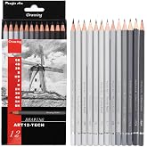 Pacific Arc Premium Graphite Drawing Pencils for Artists, Tech Pack - Professional Pencils for Drawing, Drafting, Sketching and Shading 12 Pk. - Great Non Toxic Art Supplies Set