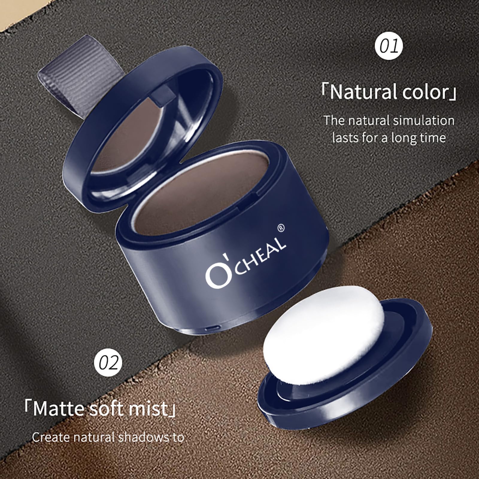 O'CHEAL Black Hairline Powder, Hair Loss Cover Up Powder, Hair Fibers for Thinning Hair, Instantly Root Touch Up Hair Color for Gray Hair Coverage, Sweatproof Hairline Shadow Powder for Men and Women
