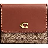 COACH, Women's, Mila Small Flap Wallet In Signature Canvas, Tan Caramel, One Size