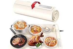 MERFERVOR Food Warming Mat - Fast & Full Surface Heating, Silicone Heat Pad with 3 Adjustable Temperature Settings for Buffets Parties, Rollable Electric Warming Tray,Kitchen Heated Plate,Countertop Food Warmer