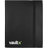 Vault X 9 Pocket Strap Trading Card Binder 360 Cards Side Loading (Black) | Holds 360 standard-size TCG cards in 20 side-loading 9-pocket pages. Padded, water-resistant cover.