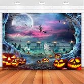 Halloween Backdrop Halloween Party Backdrop Horror Moon Night 7 x 5 ft | Washable, Ironable, Scary Halloween Backdrops for Photography, Witch Pumpkin Halloween Backdrops for Wall