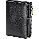 GAEKEAO Womens Wallet Small Leather RFID Blocking Bifold Zipper Pocket Wallet Card Case Purse with ID Window