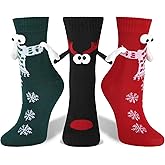CASLON 3 Pairs Christmas Holding Hands Socks Magnetic Christmas Stocking Novelty Funny 3D Christmas Holding Socks for Couples Friends Gifts