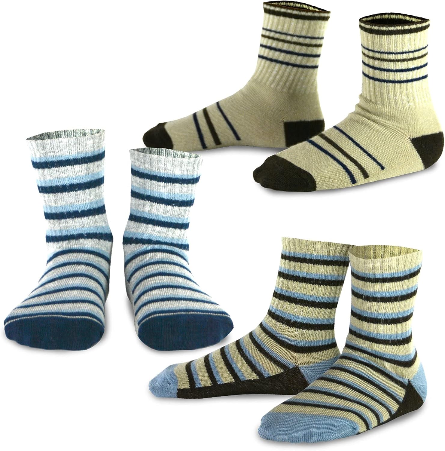 TeeHee Little Boys and Toddler Casual Sports Novelty Cotton Crew Socks 18 Pair Pack Gift Box: Clothing