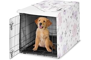 Sweet Jojo Designs 36in. Medium Dog Crate Cover (Purple/Grey Boho Floral) for Girls Pet Cage, Kennel Covers (Watercolor, Flower, Elegant Rose, Bohemian, Shabby Chic, Farmhouse, Nature, Lavender, Gray)