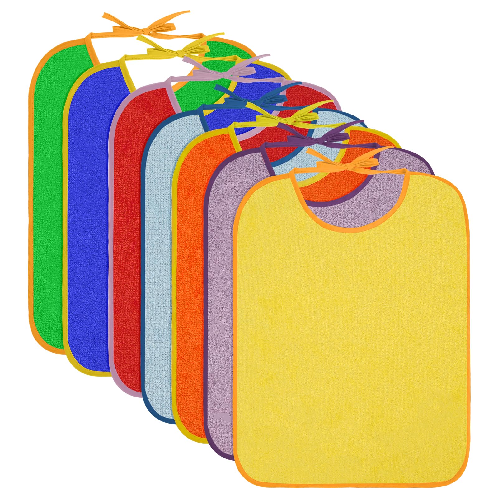 HOTUT 7Pcs Baby Feeding Bibs,40CM×30CM Soft Towelling Unisex,Organic Cotton,Highly absorbent,Weaning Toddler Bib,for Toddler Infant Kids