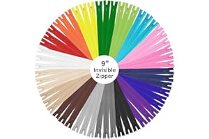 Mandala Crafts #3 Assorted Hidden Invisible Zippers for Sewing and Crafts, 100 PCs 9 Inch Coil Zippers Supplies for DIY Tailoring Projects