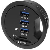 SEDNA - 2.5" Grommet Hole - in Desk - USB 3.1 Gen I 3 Port Hub/BC 1.2 USB Charger with SD Card Reader