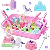 Carolart Unicorn Sensory bin, Unicorn Toy for Kids,Castle Moulds, Sand Art kit for Boys and Girl, Sensory Sand for Toddlers 3+………