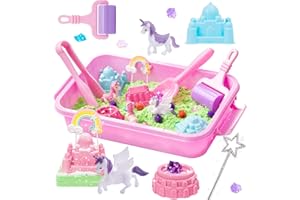 Carolart Unicorn Sensory bin, Unicorn Toy for Kids,Castle Moulds, Sand Art kit for Boys and Girl, Sensory Sand for Toddlers 3+………