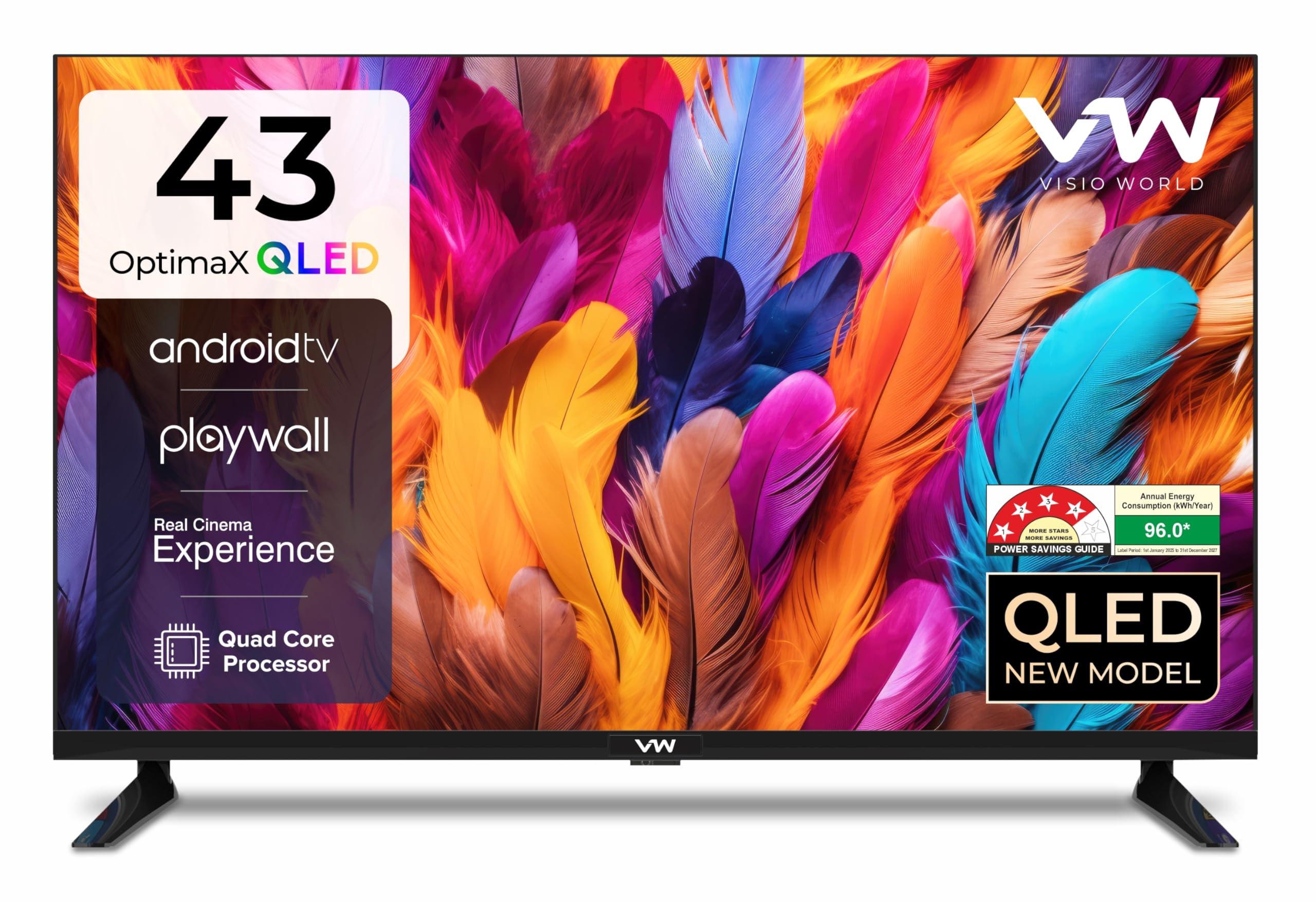 VW 109 cm (43 inches) OptimaX Series Full HD Smart QLED Android TV VW43AQ1