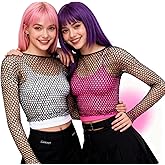 Mesh Long Sleeve Fishnet Sheer Top for Women, Y2K See Through T Shirt for Layering,Goth Punk Concert Outfit & Rave Top