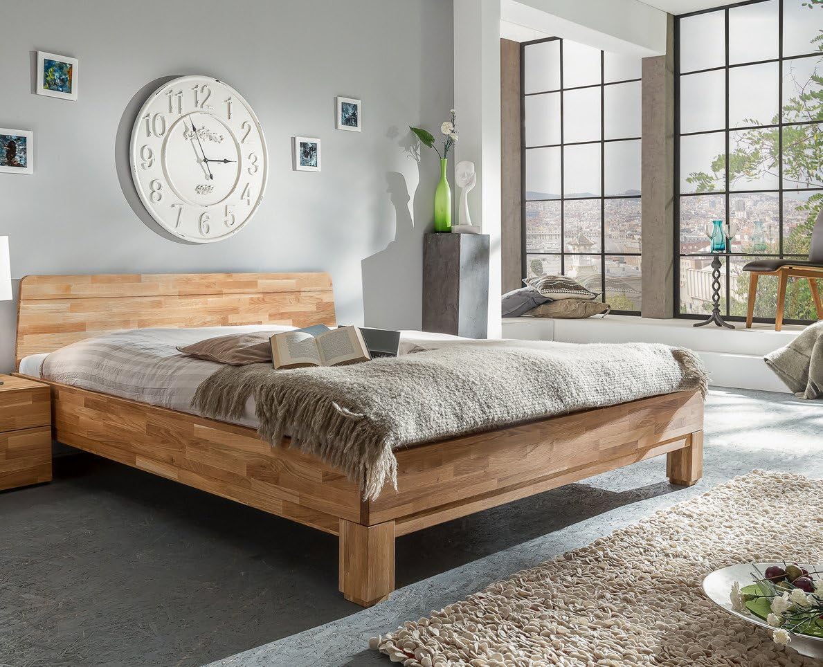 Bed 180 x 200 CM Solid Wild Oak Oiled with Natural