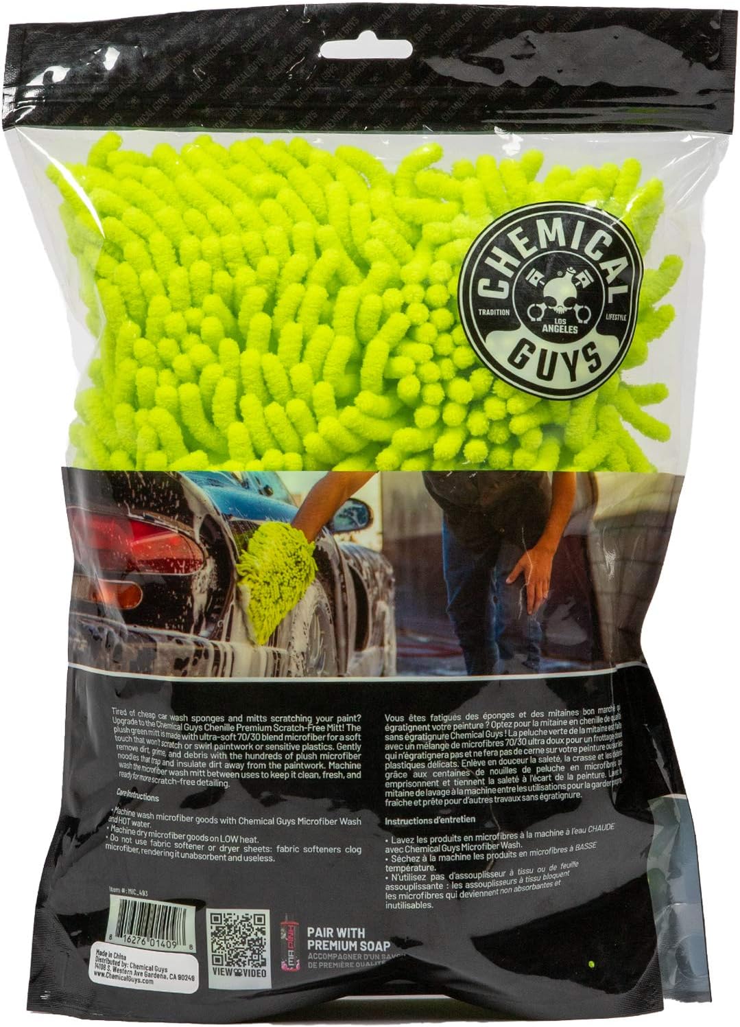 Chemical Guys Chenille Premium Scratch-Free Microfiber Wash Mitt,, MIC493, Lime Green: Automotive
