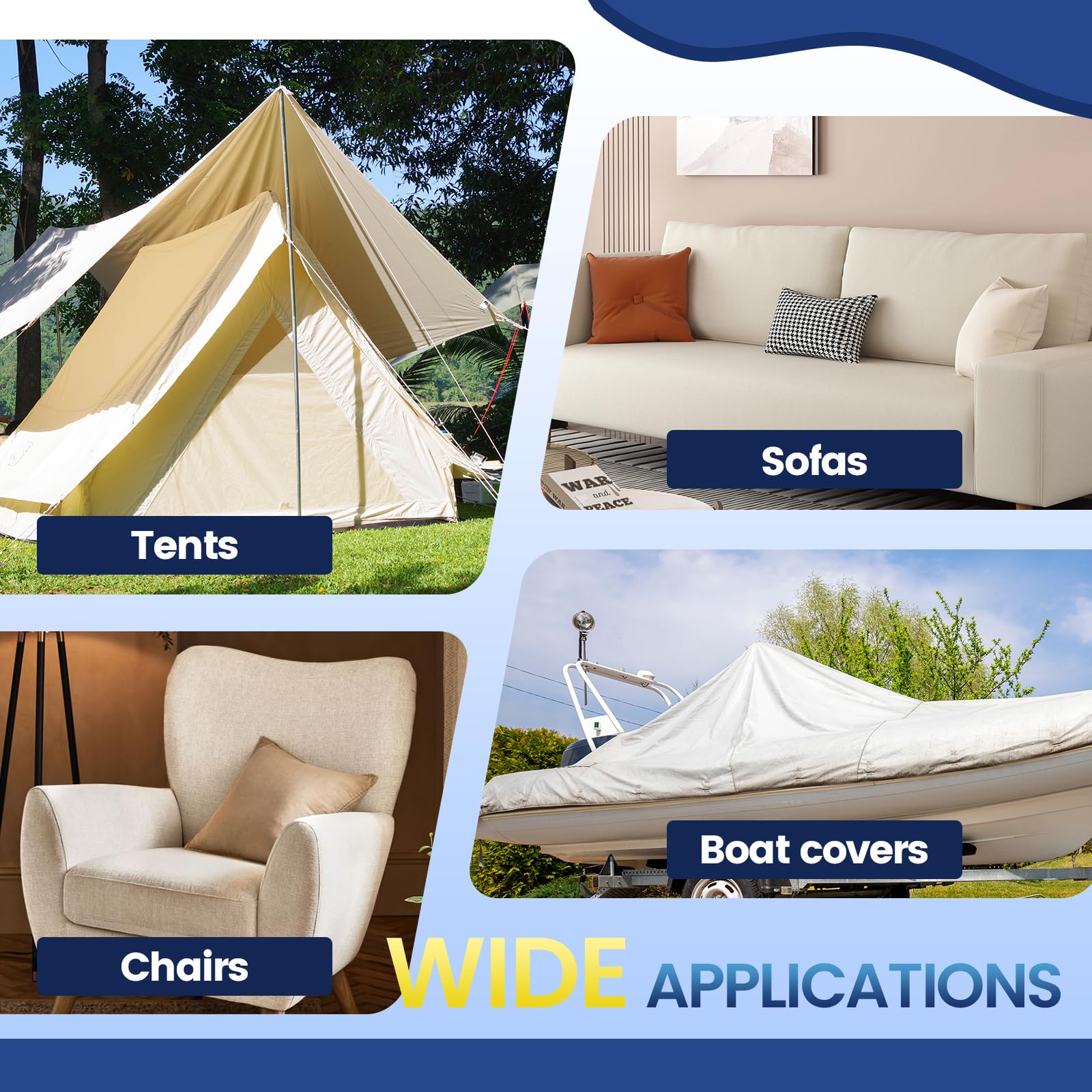 Toppe Adesive per Tessuti Nero, 10x200cm Impermeabile Tessuto Adesivo per Riparazioni, Patches di Tessuto in Tela per Tende, Coperture per Barche, Divani, Sedie