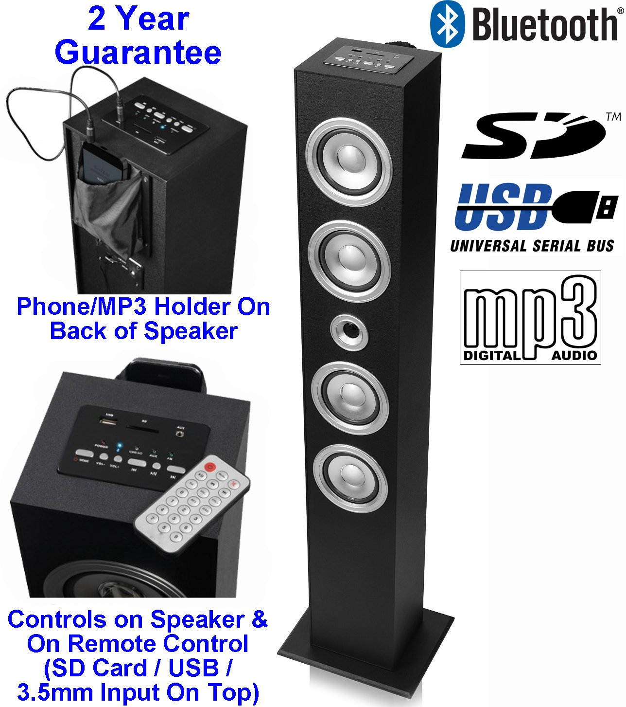 sumvision wireless bluetooth tower speaker