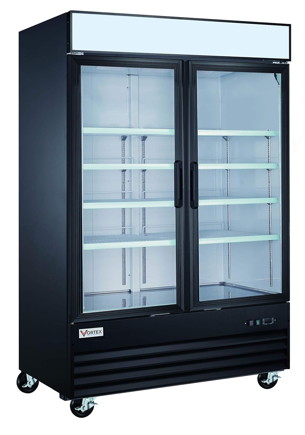 Vortex Refrigeration Commercial 2 Glass Door Black Merchandiser Refrigerator 49 Cu