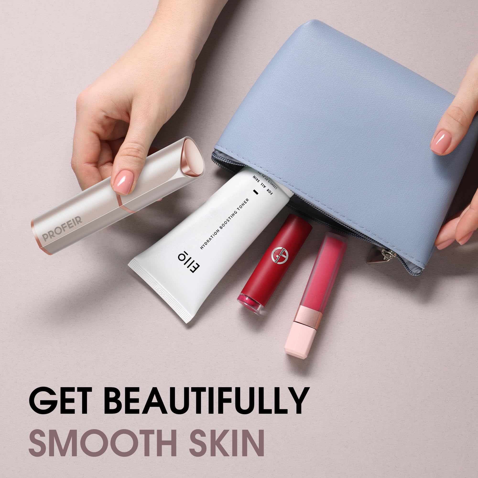 Facial Hair Removal for Women: Electric Hair Removal Device - Rechargeable Painless Face Razor for Chin Upper Lip Peach Fuzz with Light Gifts for Women(Rose Gold)