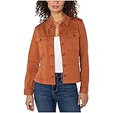 Liverpool Los Angeles Soft Touch Twill Peplum Hem Trucker Jacket