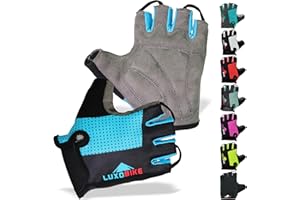 LuxoBike Bike Gloves for Men Cycling Biking Gloves Women - Padded Shock Absorbing Bicycle Riding, Anti-Slip Breahtable Half-Finger 's for Mountain Biker Ebike